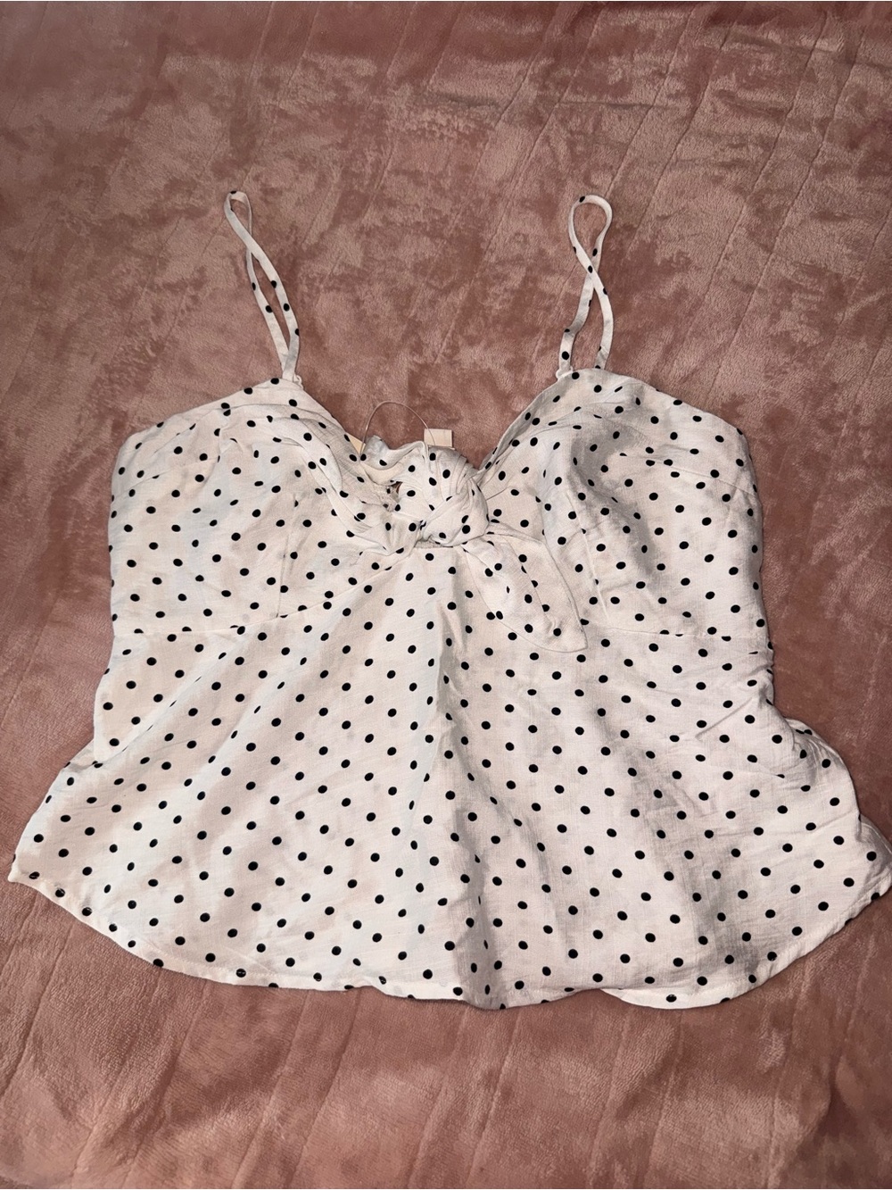 Monteau Brand White Polka Dot Spaghetti Strap Tank size medium